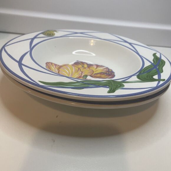 2 Lynn Chase 1995 Jardin Des Tulipes Soup Bowl, Made in France 8 3/4" W 1 1/2" H - Picture 11 of 13